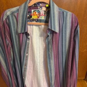Robert Graham Multicolor Vertical Stripe Button-Down Shirt in Blue and Purple